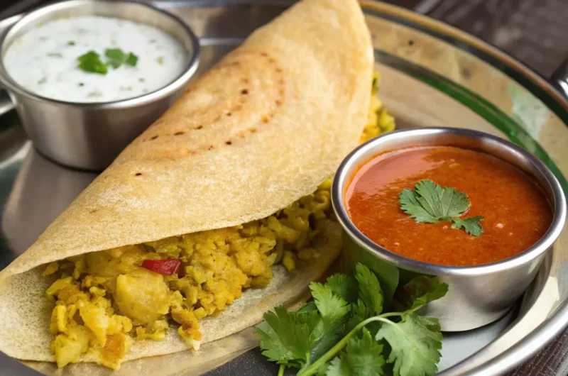 دوسا هندية مقرمشة ولذيذة بحشوة البطاطس اللذيذة – جربيها الآن!