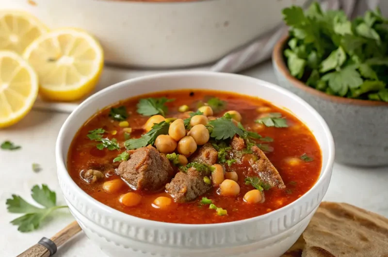 شوربة الحريرة… نكهة مغربية تأسر الحواس وتغذي الجسم!