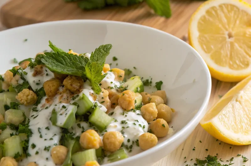 سلطة منعشة ومليئة بالنكهة: اكتشفي مزيج الحمص والخيار